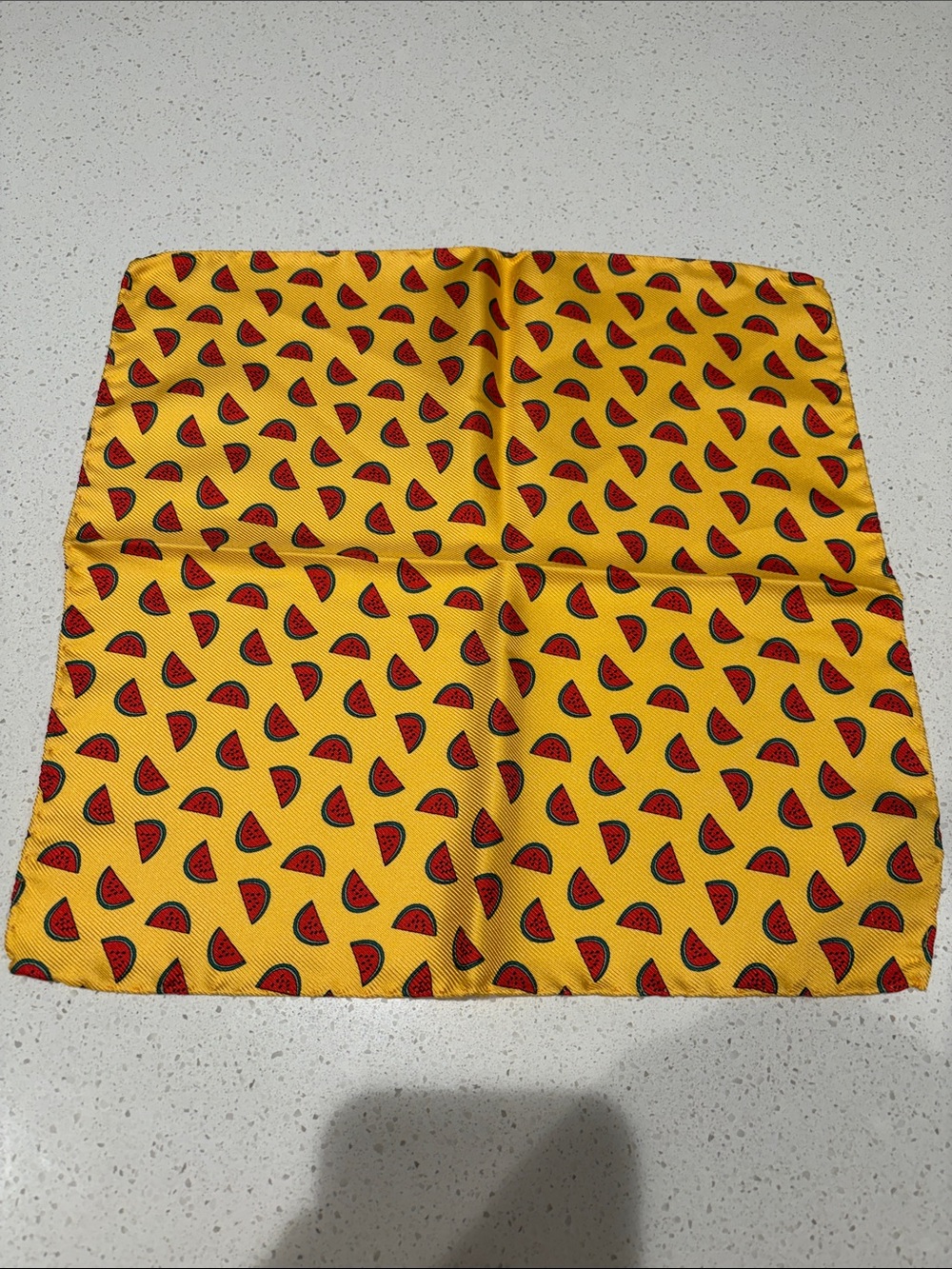 Barney New York - Yellow Silk Watermelon Print Pocket Square.